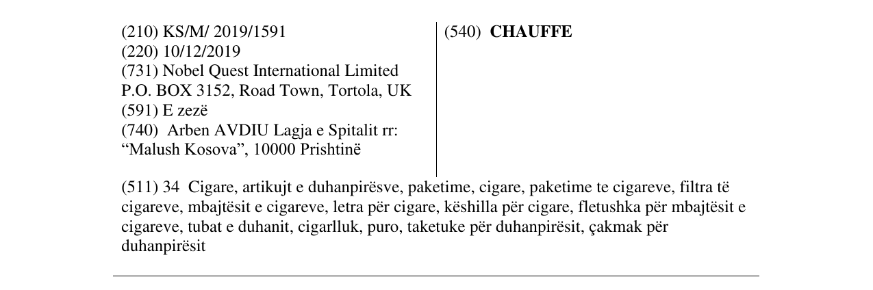 Zëri i markës CHAUFFE në buletin