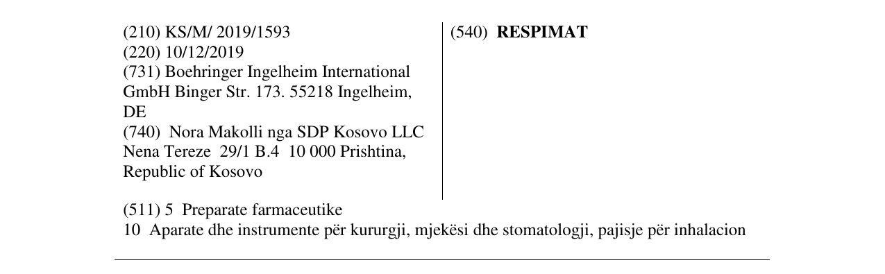 Zëri i markës RESPIMAT në buletin