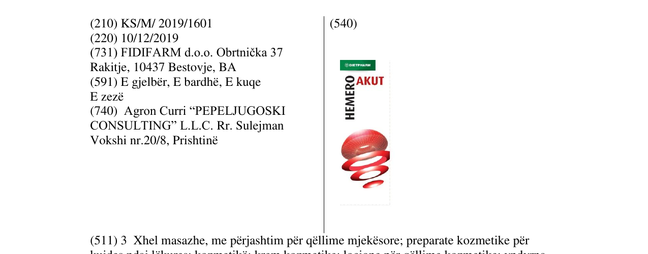 Zëri i markës HEMERO AKUT në buletin