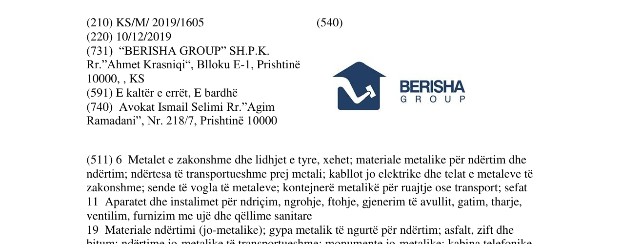 Zëri i markës BERISHA GROUP në buletin