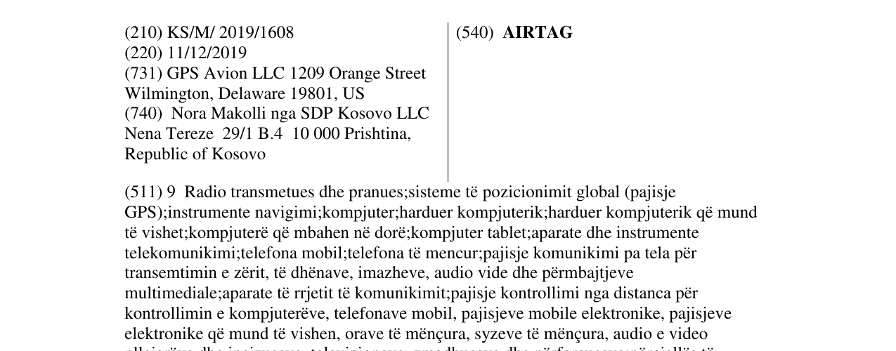 Zëri i markës AIRTAG në buletin