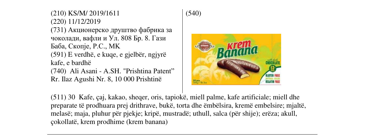 Zëri i markës Krem Banana në buletin