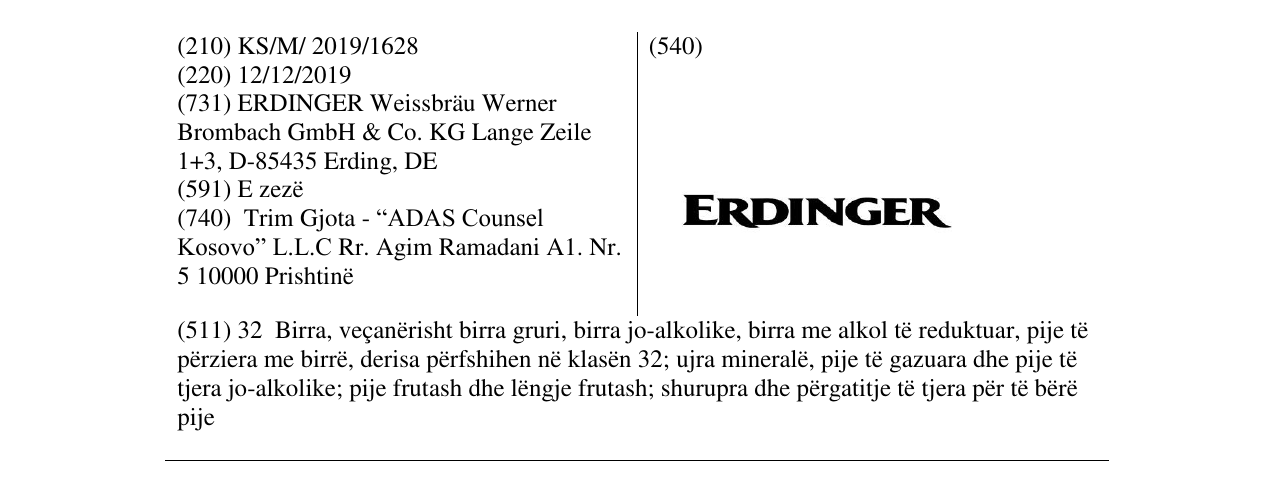 Zëri i markës ERDINGER në buletin