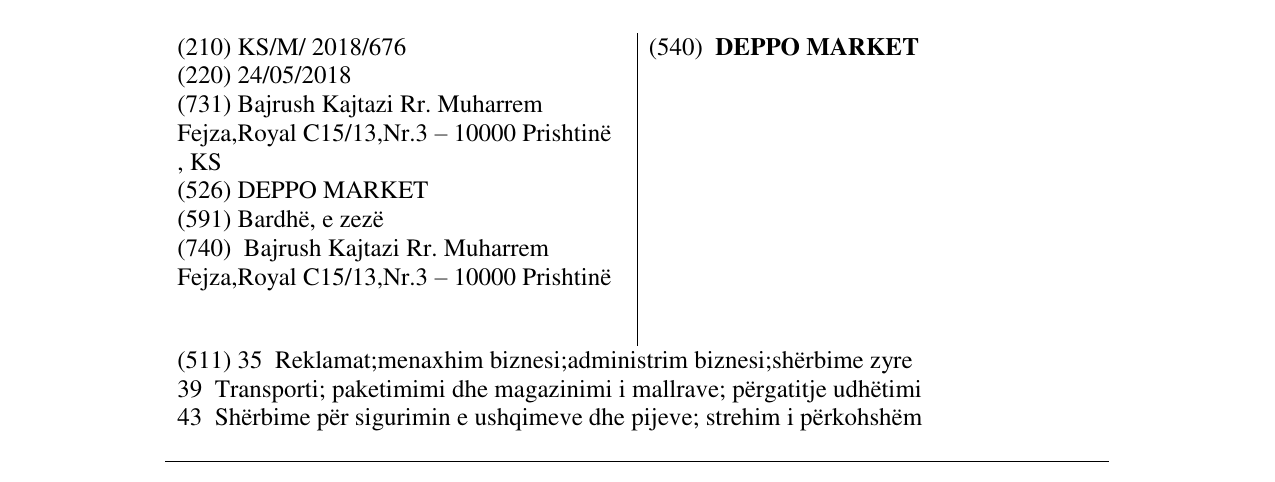 Zëri i markës DEPPO MARKET në buletin