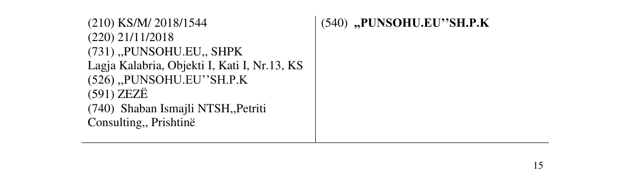 Zëri i markës ,,PUNSOHU.EU’’SH.P.K në buletin