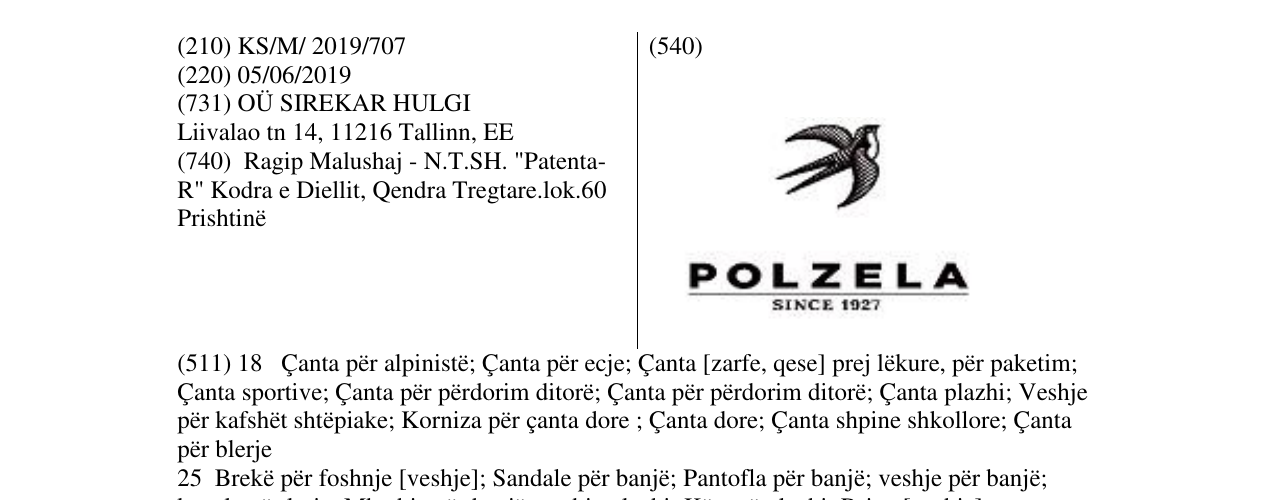 Zëri i markës POLZELA në buletin