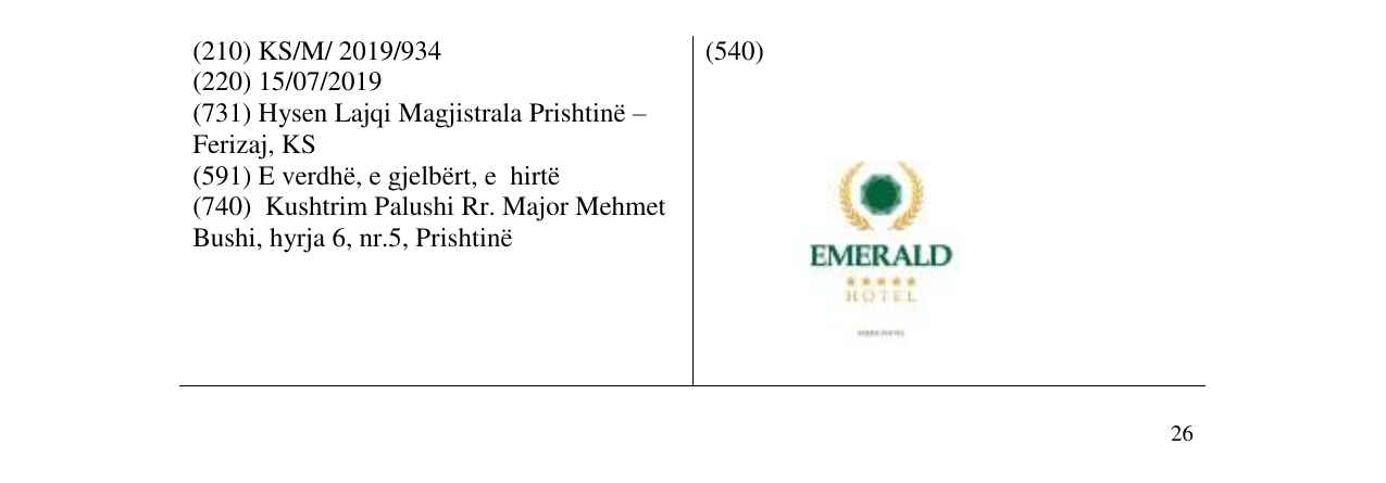 Zëri i markës EMERALD në buletin