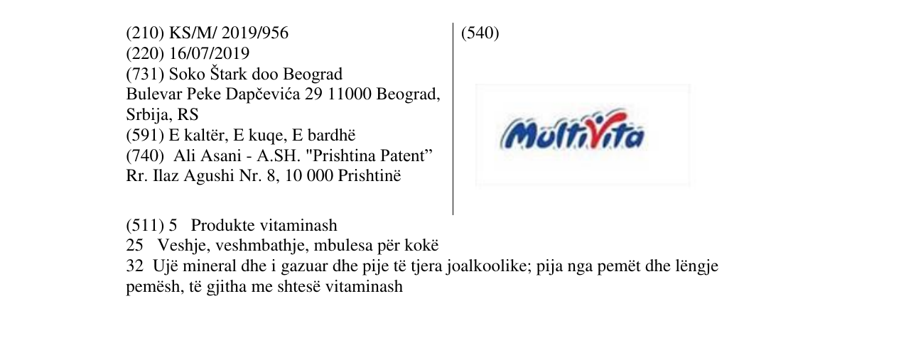 Zëri i markës Multivita në buletin