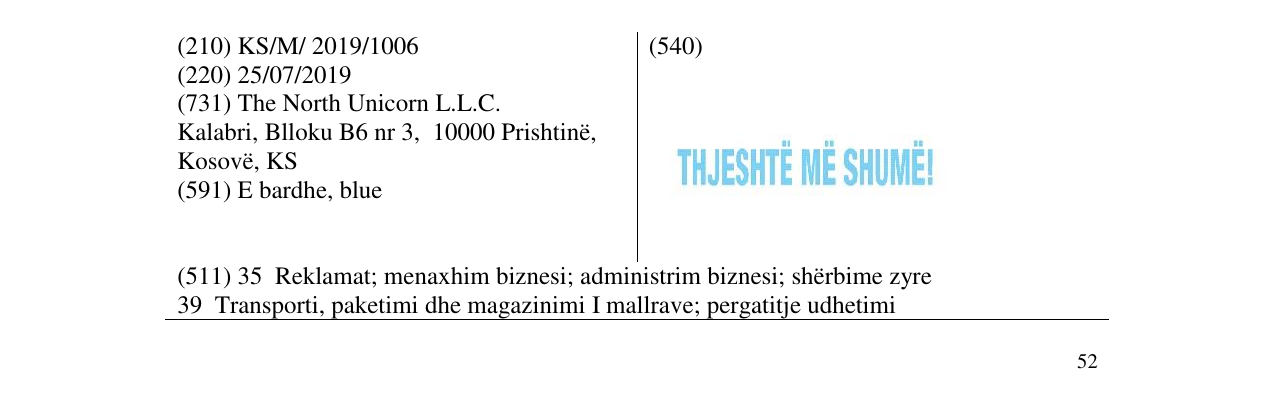 Zëri i markës THJESHTË MË SHUMË në buletin
