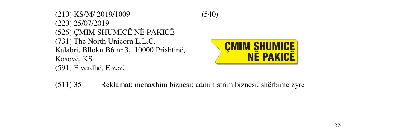 Zëri i markës ÇMIM SHUMICE NË PAKICË në buletin