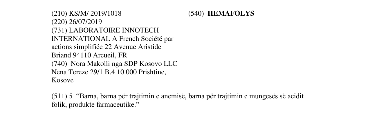 Zëri i markës HEMAFOLYS në buletin