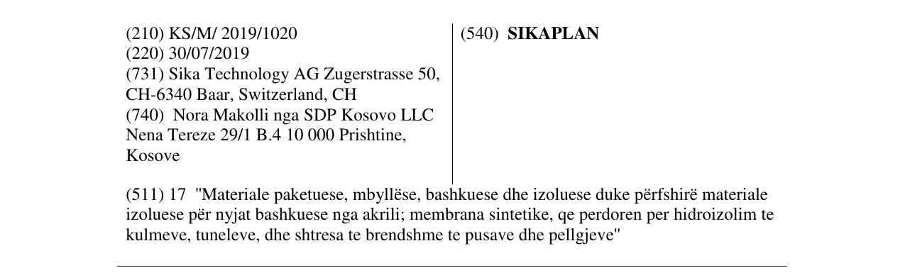 Zëri i markës SIKAPLAN në buletin