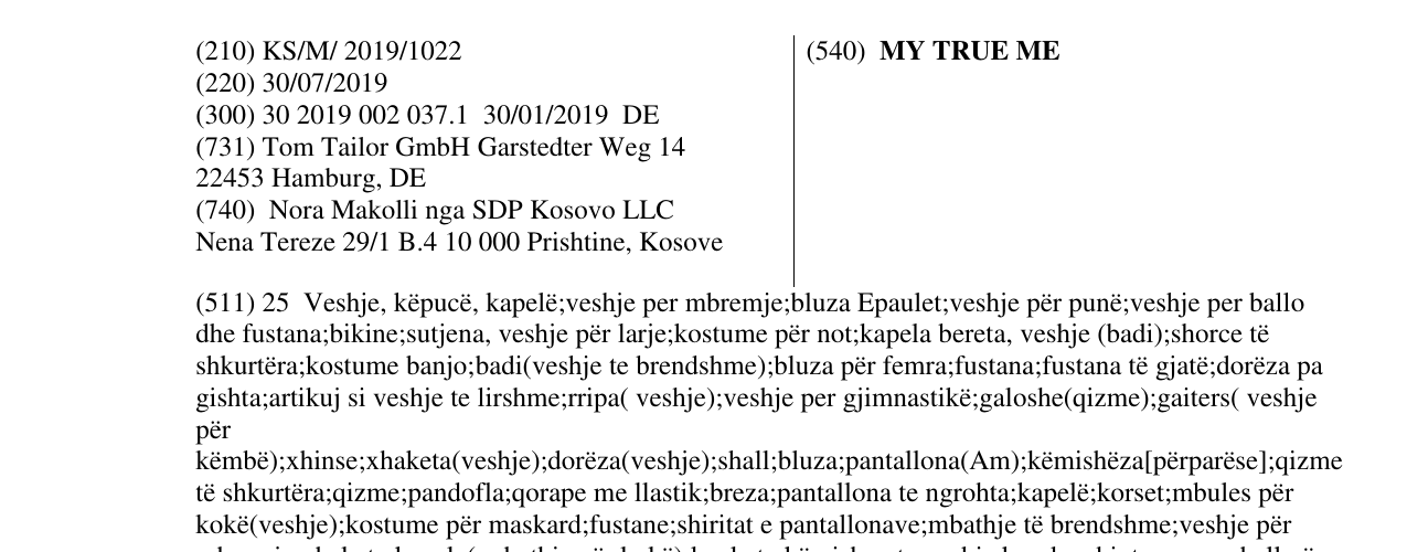 Zëri i markës MY TRUE ME në buletin