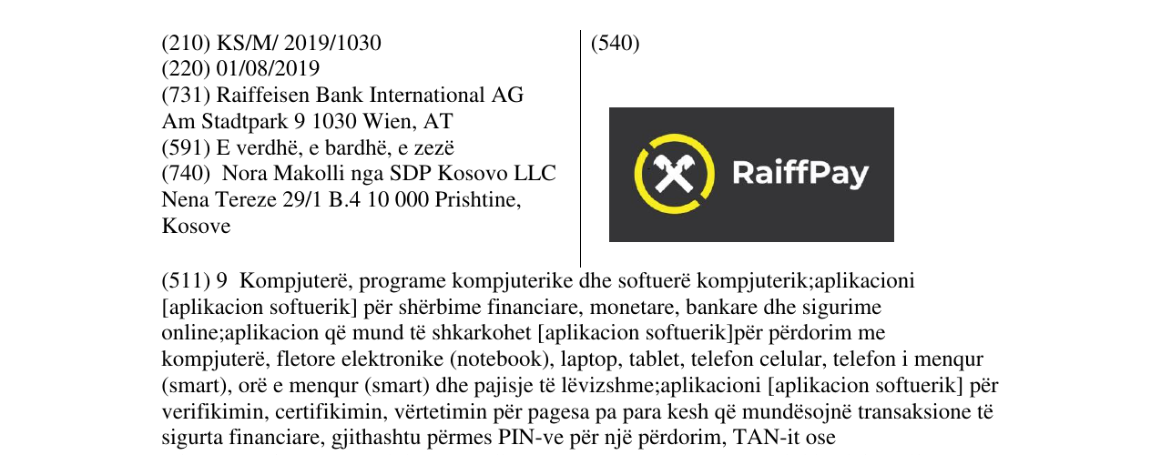 Zëri i markës RaiffPay në buletin
