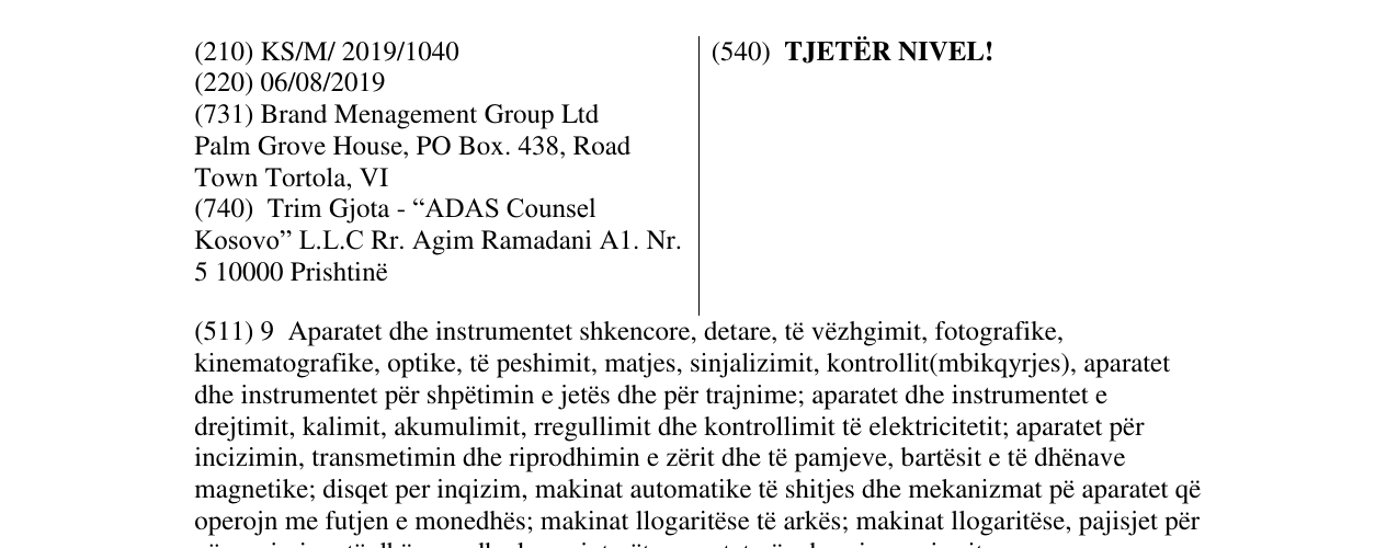 Zëri i markës TJETËR NIVEL! në buletin
