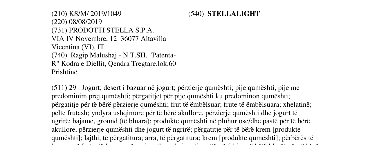Zëri i markës STELLALIGHT në buletin
