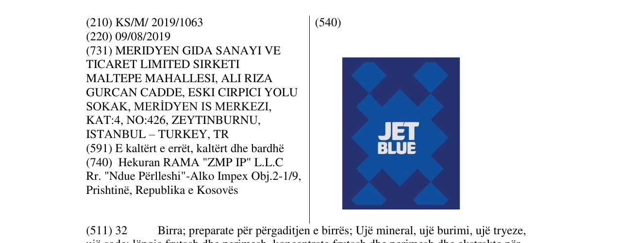 Zëri i markës JET BLUE në buletin
