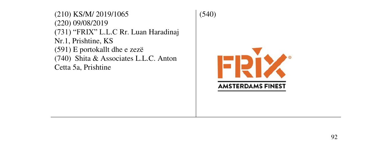 Zëri i markës FRIX AMSTERDAMS FINEST në buletin