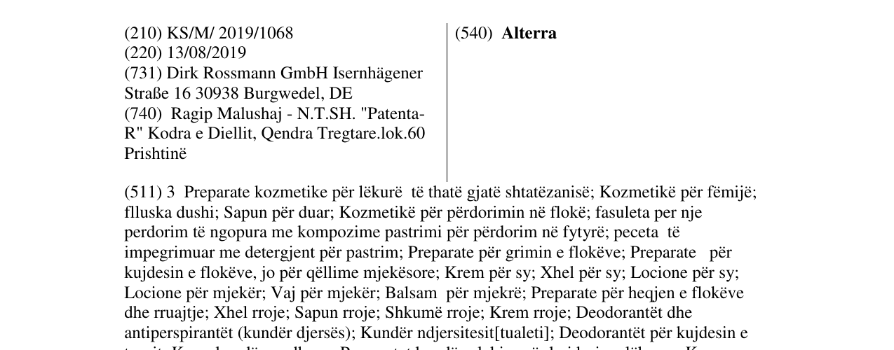 Zëri i markës Alterra në buletin