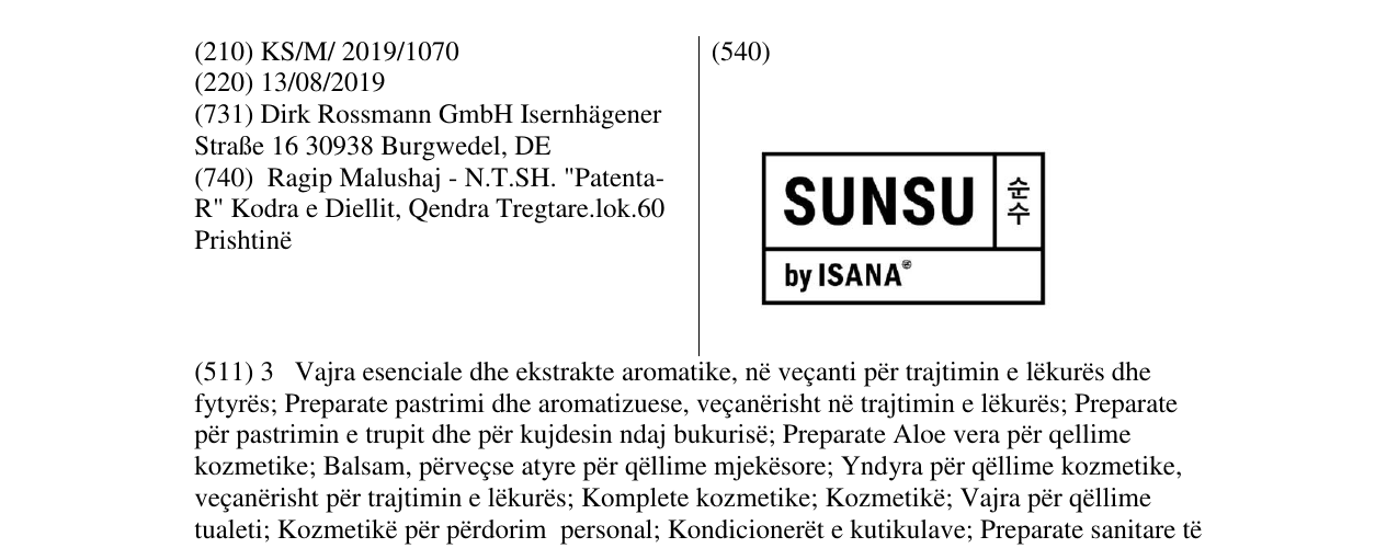Zëri i markës SUNSU në buletin