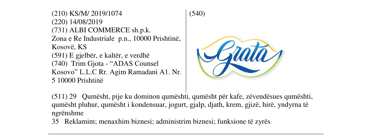 Zëri i markës GRATA në buletin