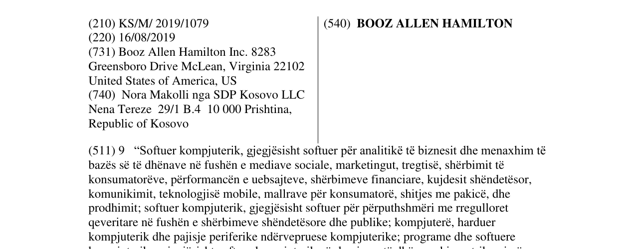 Zëri i markës BOOZ ALLEN HAMILTON në buletin
