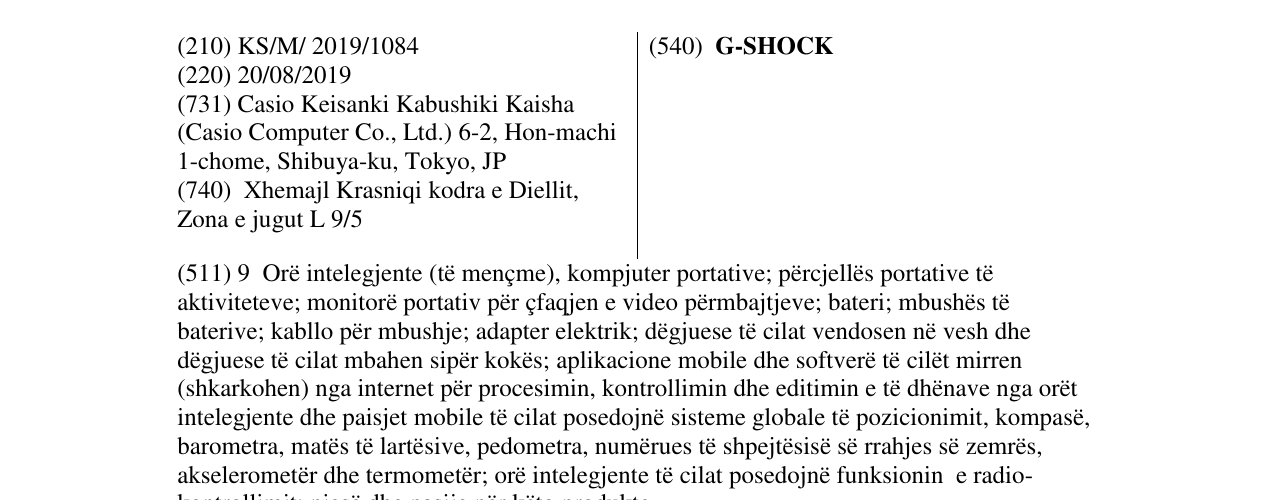 Zëri i markës G-SHOCK në buletin
