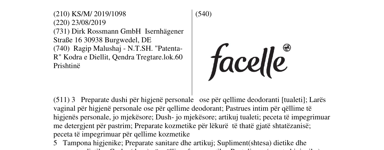 Zëri i markës facelle në buletin