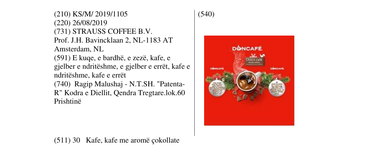 Zëri i markës DONCAFE në buletin