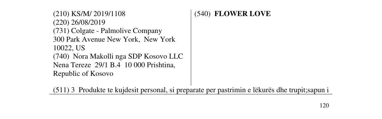 Zëri i markës FLOWER LOVE në buletin