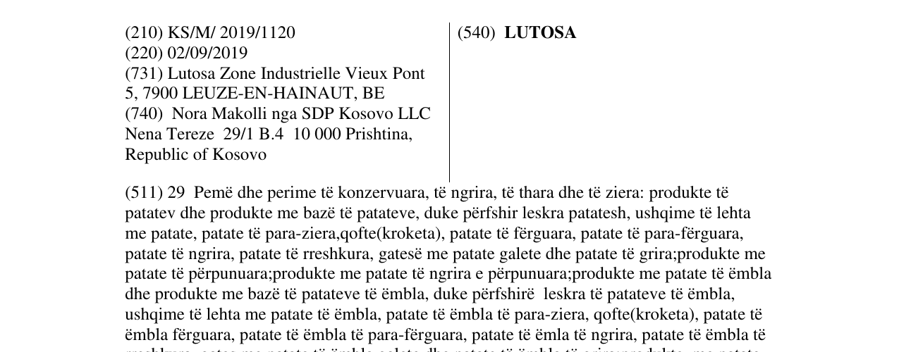 Zëri i markës LUTOSA në buletin
