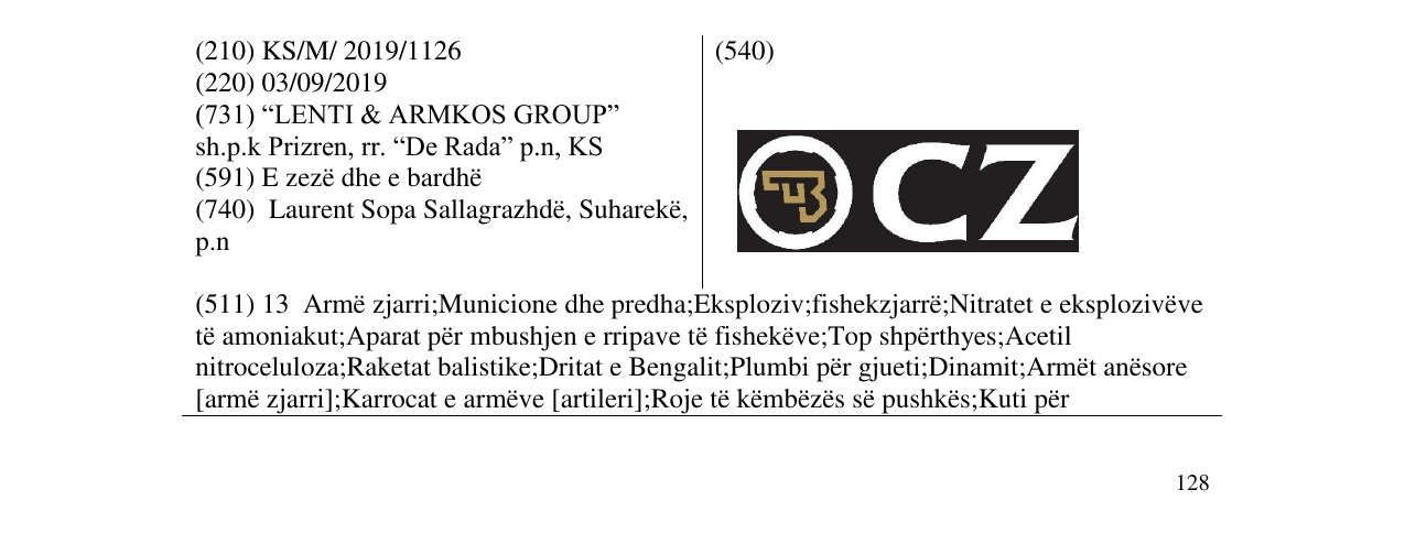 Zëri i markës CZ në buletin
