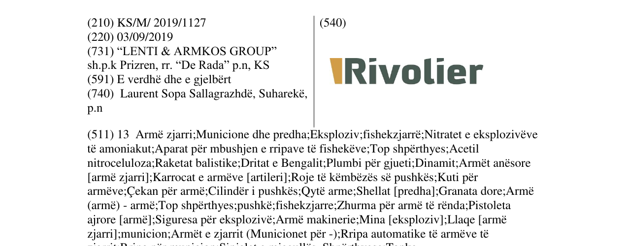 Zëri i markës Rivolier në buletin