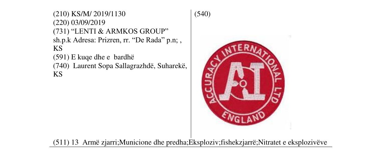 Zëri i markës ACCURACY INTERNATIONAL LTD ENGLAND në buletin