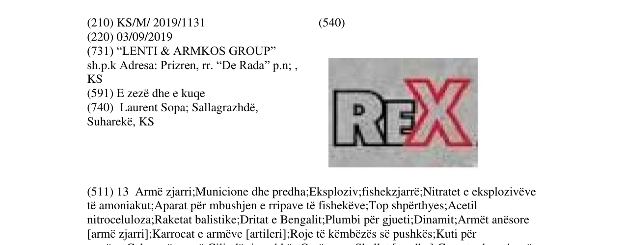 Zëri i markës REX në buletin