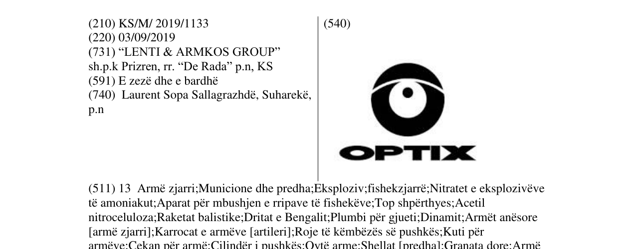 Zëri i markës Optix në buletin