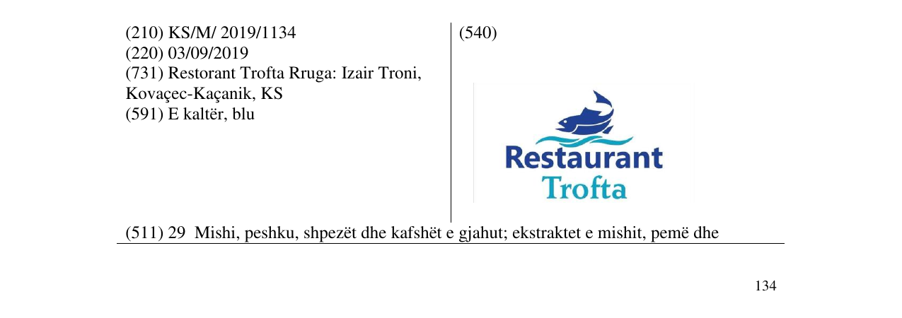 Zëri i markës Restaurant Trofta në buletin