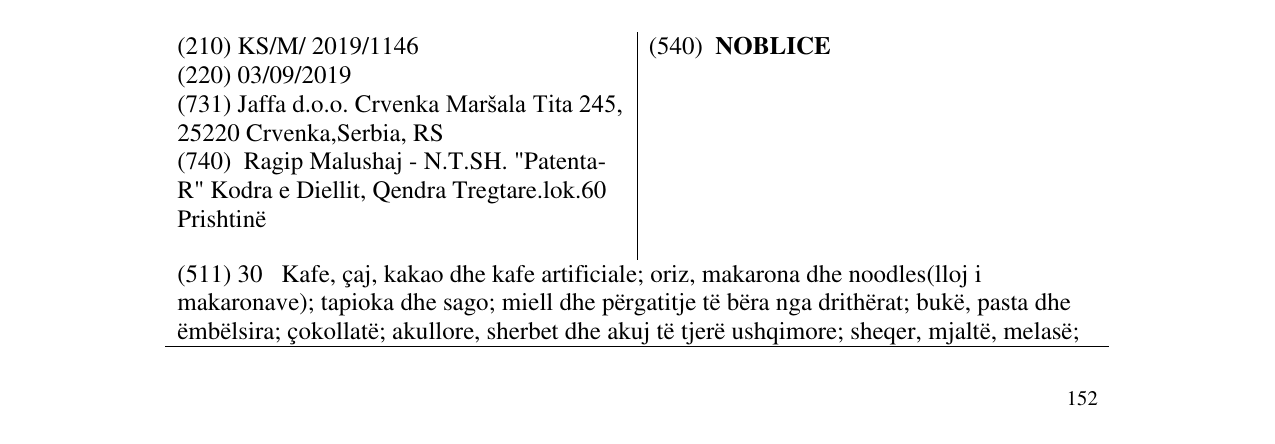 Zëri i markës NOBLICE në buletin