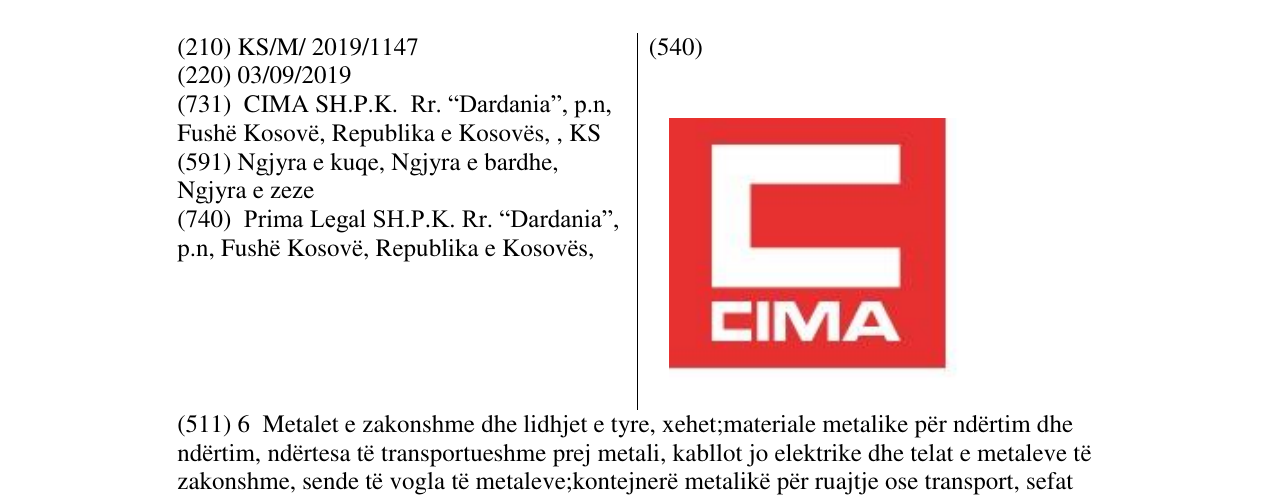 Zëri i markës CIMA në buletin