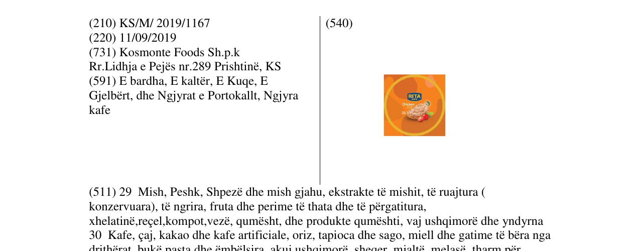 Zëri i markës RITA në buletin