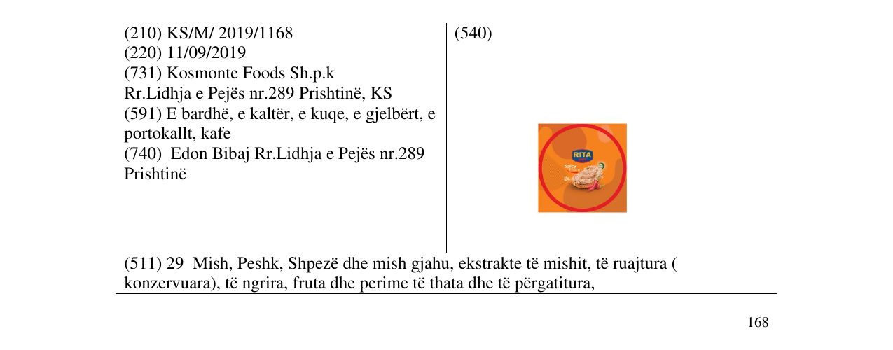Zëri i markës RITA në buletin