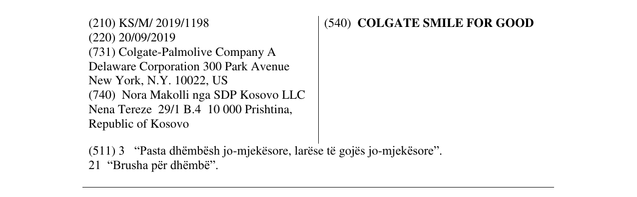 Zëri i markës COLGATE SMILE FOR GOOD në buletin