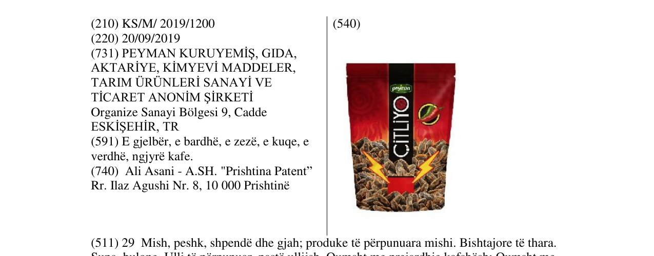 Zëri i markës PEYMAN Çitliyo në buletin
