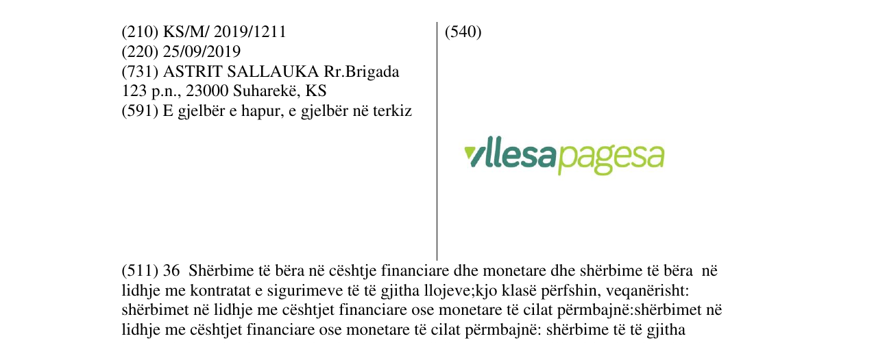 Zëri i markës vllesapagesa në buletin