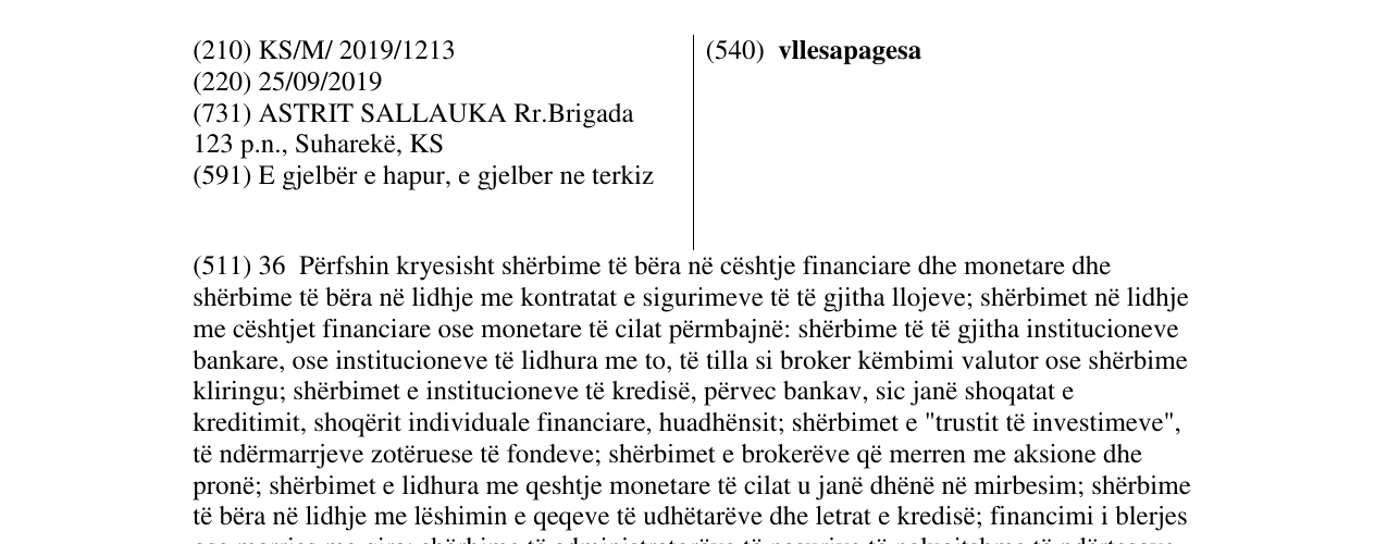 Zëri i markës vllesapagesa në buletin