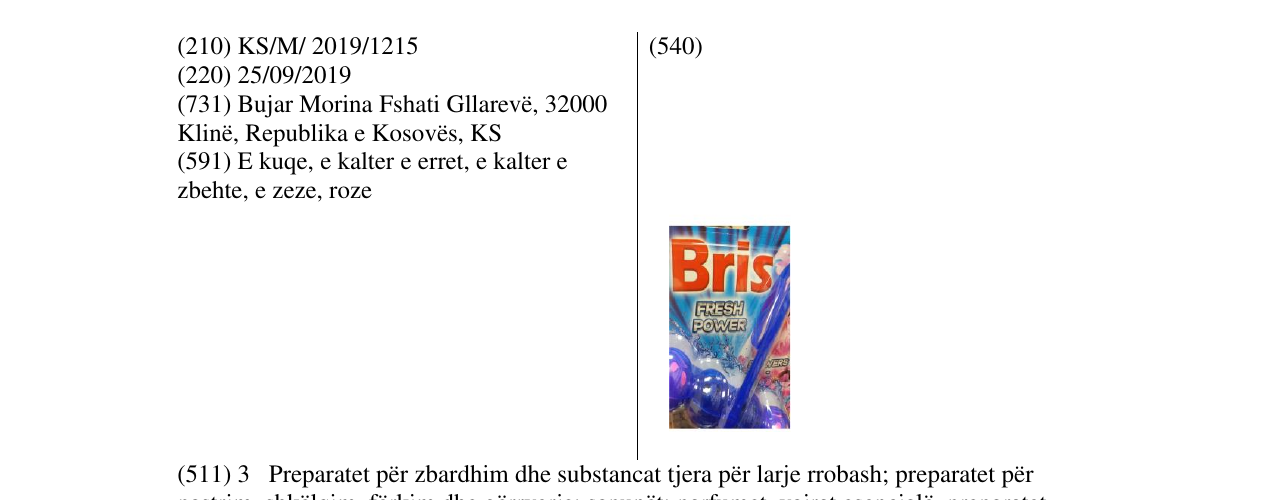 Zëri i markës Bris në buletin