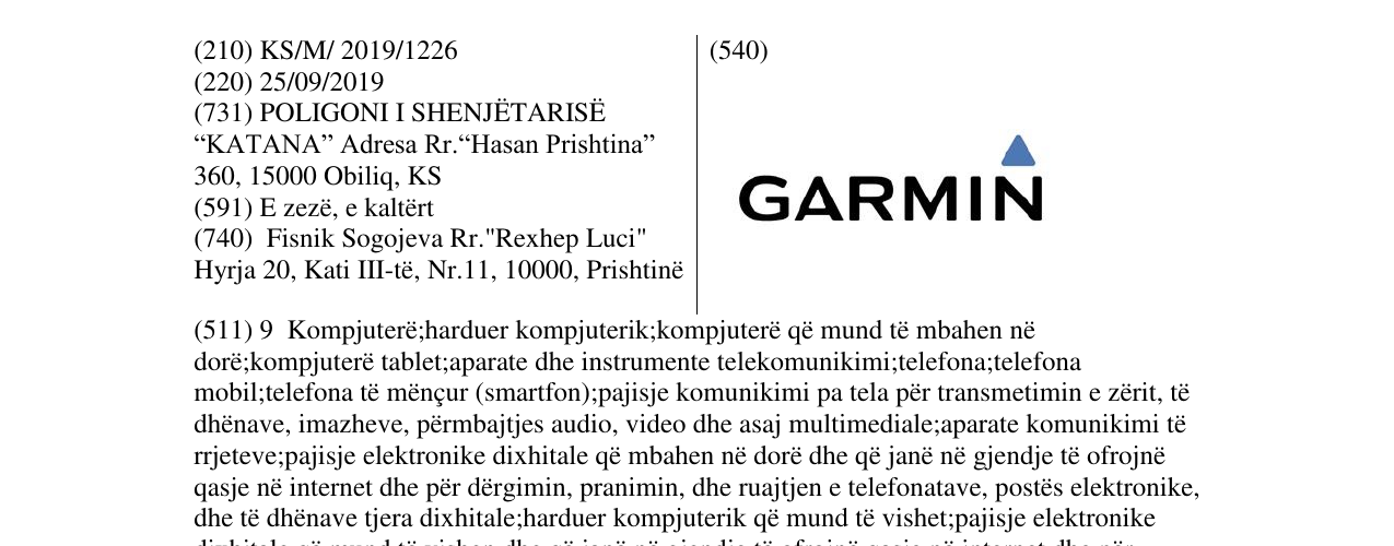 Zëri i markës GARMIN në buletin