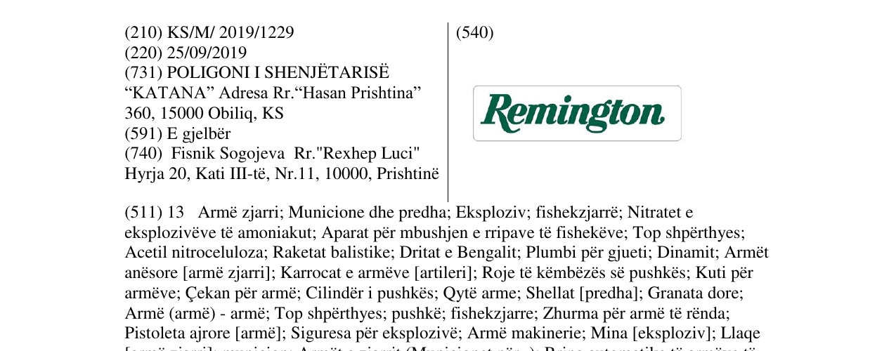 Zëri i markës Remington në buletin