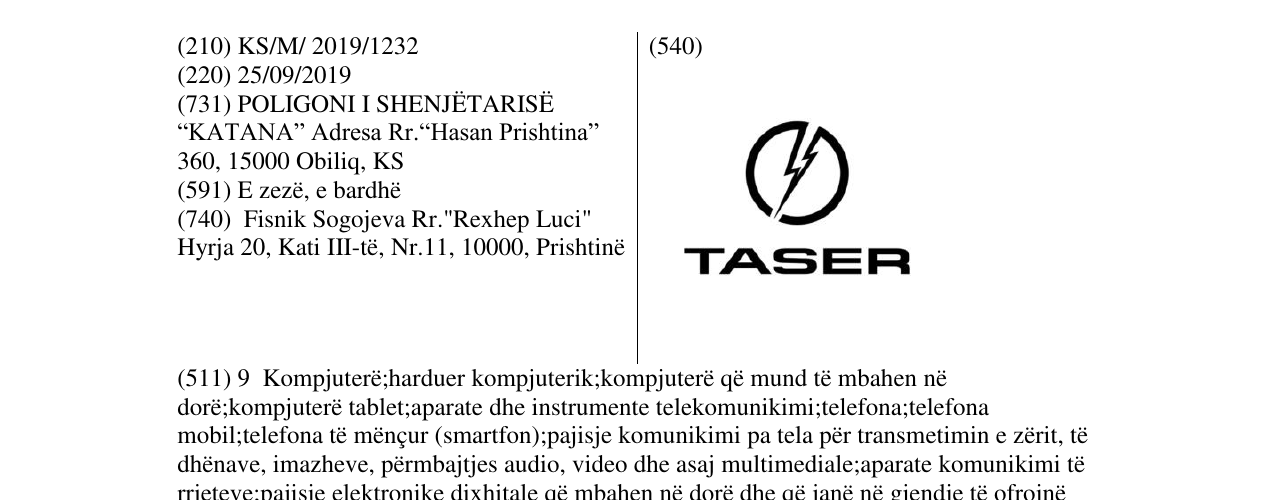 Zëri i markës TASER në buletin