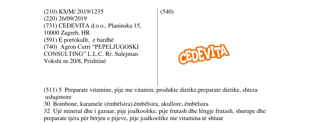 Zëri i markës CEDEVITA në buletin